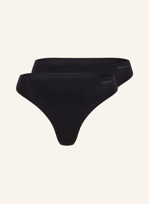 Skiny 2-pack strings ADVANTAGE COTTON STRETCH ZWART