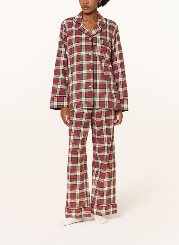 POLO RALPH LAUREN Pyjama van flanel ROOD / CRÈME / GROEN