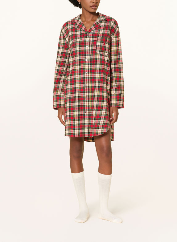 POLO RALPH LAUREN Nachthemd van flanel ROOD / CRÈME / GROEN
