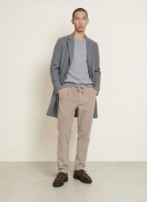 MAERZ MUENCHEN Pantaloni din velur de cordon, croială regular TAUPE
