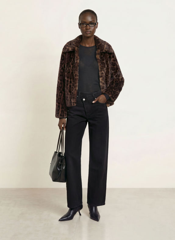 APPARIS Veste en fausse fourrure ELIS MARRON FONCÉ / MARRON CLAIR / NOIR
