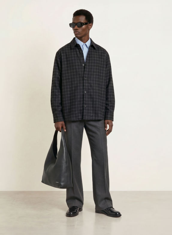 A.P.C. BOBBY Comfort Fit Flannel Shirt BLACK / DARK GRAY