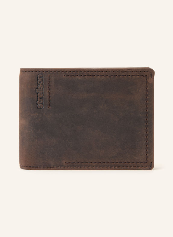 STRELLSON Portemonnee TURNPIKE MARRON FONCÉ / ZILVER
