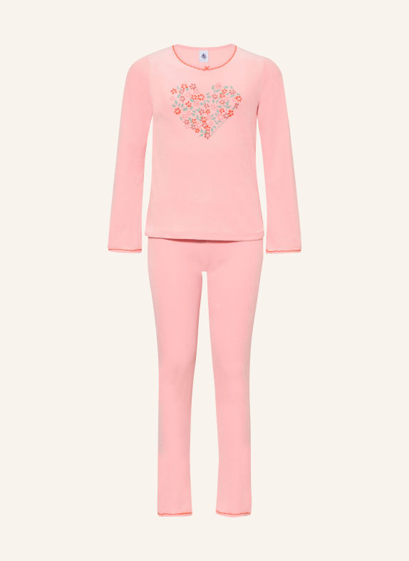 PETIT BATEAU Velour pajamas PINK / ORANGE / TURQUOISE