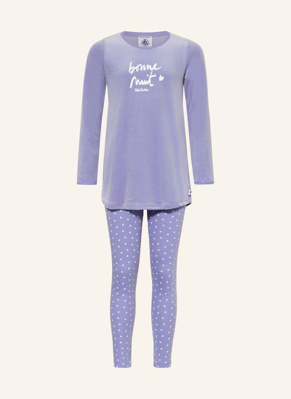 PETIT BATEAU Schlafanzug aus Nicki LILA / WEISS