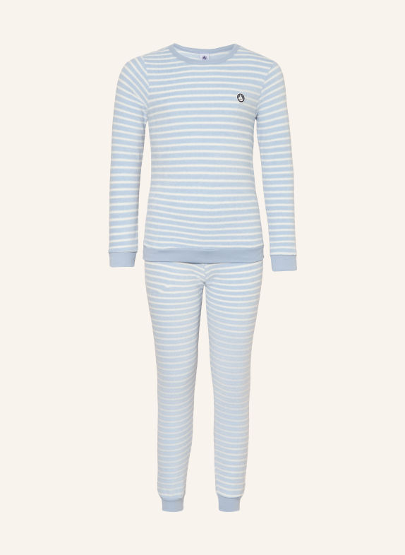 PETIT BATEAU Terry cloth pajamas LIGHT BLUE / WHITE