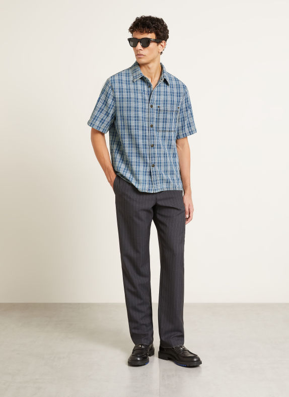 BURBERRY Džínová košile DONALD Slim Fit TMAVĚ MODRÁ / BÍLÁ