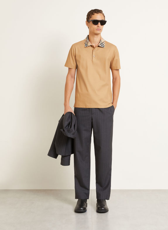 BURBERRY EVAN Piqué polo shirt COGNAC / RED / BLACK