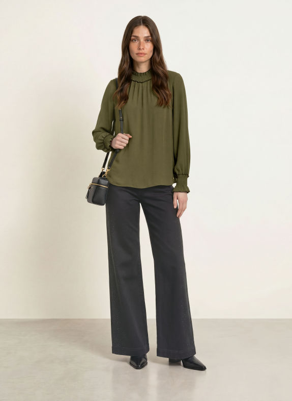 MARC CAIN Blouseshirt met ruches 599 forest night new