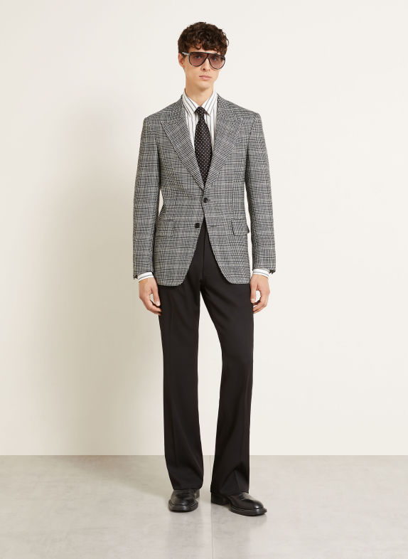 TOM FORD Colbert SHELTON Extra Slim Fit ZWART / CRÈME / DONKERGRIJS