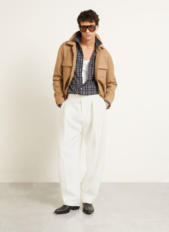 TOM FORD Košile Slim Fit ŠEDÁ / BÍLÁ / ČERNÁ