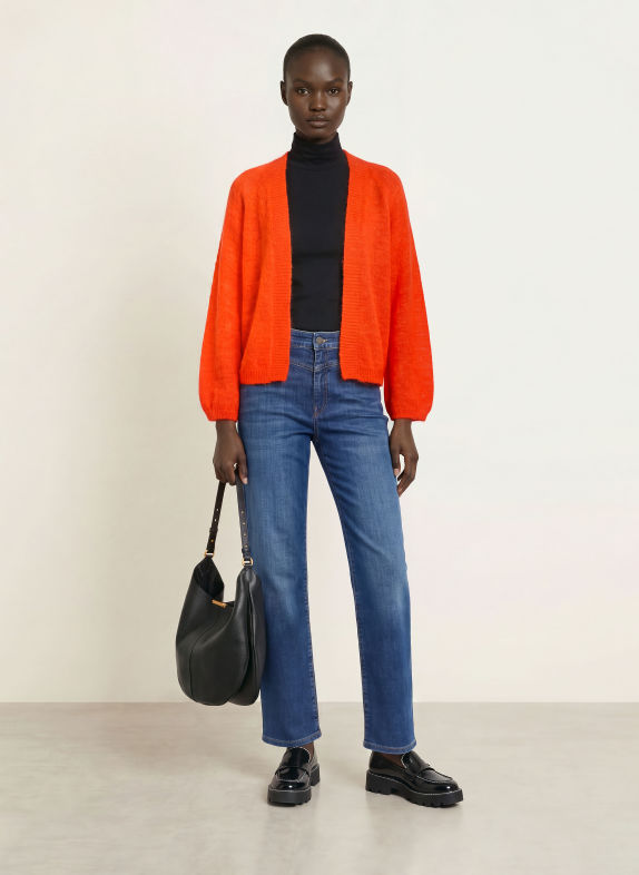 MARC CAIN Gebreid openvallend vest met alpaca 278 campari