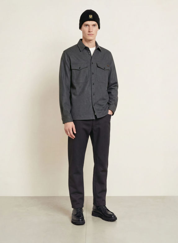 BELSTAFF CASTLE-overjakke i flannel MØRKEGRÅ