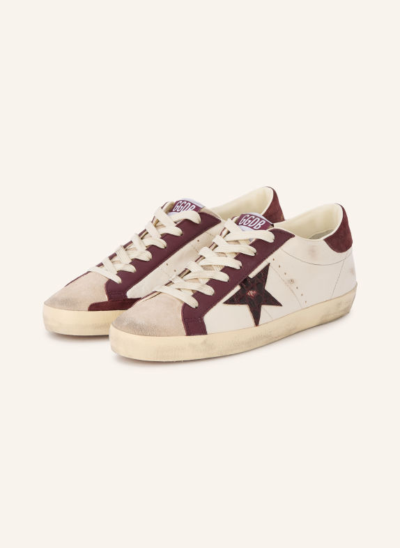 GOLDEN GOOSE Sneaker SUPER-STAR ECRU / GRAU / DUNKELROT