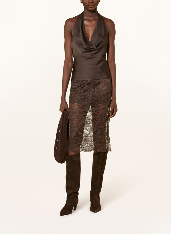 GUESS Lace Skirt DARK BROWN