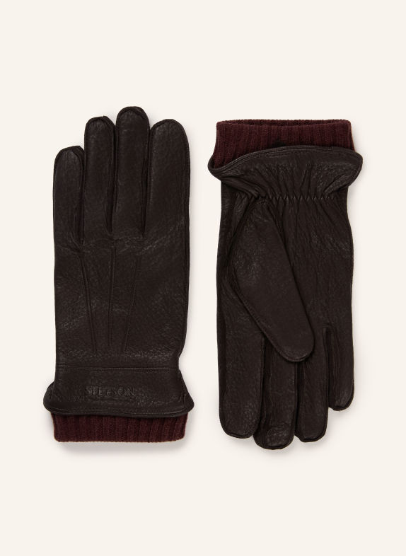 STETSON Lederhandschuhe DUNKELBRAUN