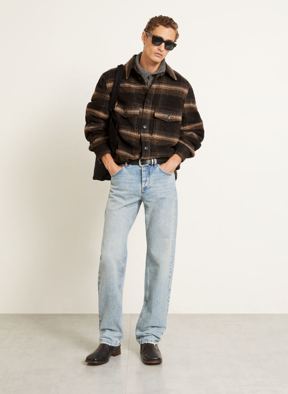 ISABEL MARANT Overjacket KERVON ZWART / MARRON FONCÉ / BEIGE