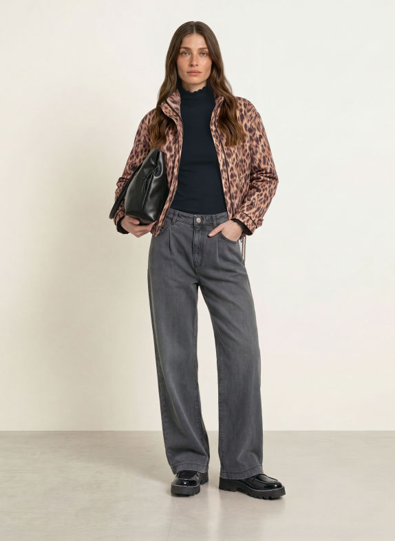MARC CAIN Jeansy wide leg WICHITA 880 anthrazit