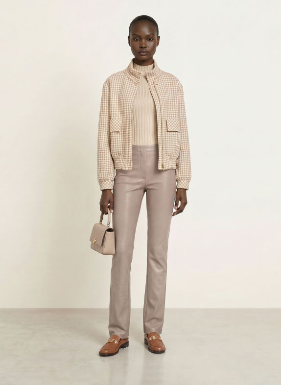 MARC CAIN Pantaloni bootcut FREDERICA cu aspect de piele 662 driftwood