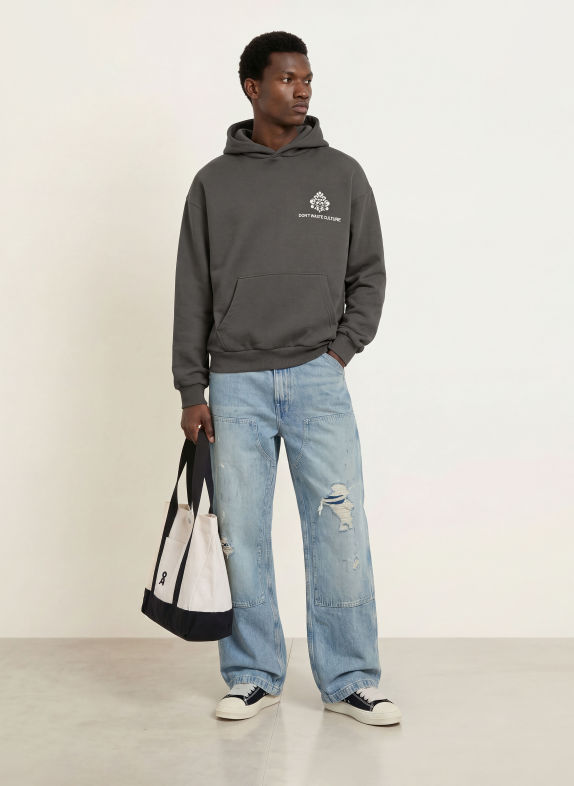 don't waste culture Hoodie PURO DONKERGRIJS / CRÈME