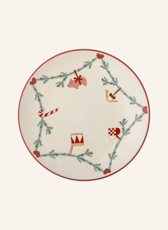 Bloomingville YULE Dinner plates CREAM / RED / DARK GREEN