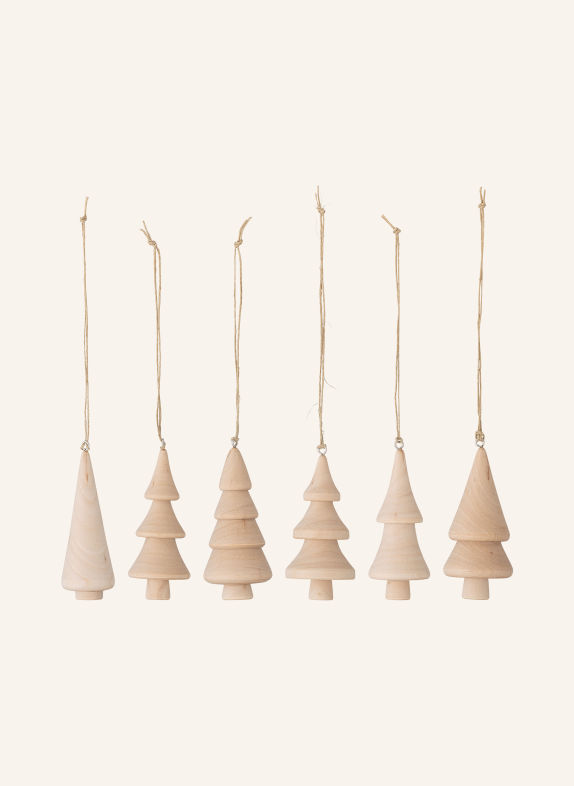 Bloomingville Set of 6 JIVANI Decorative Ornaments LIGHT BROWN