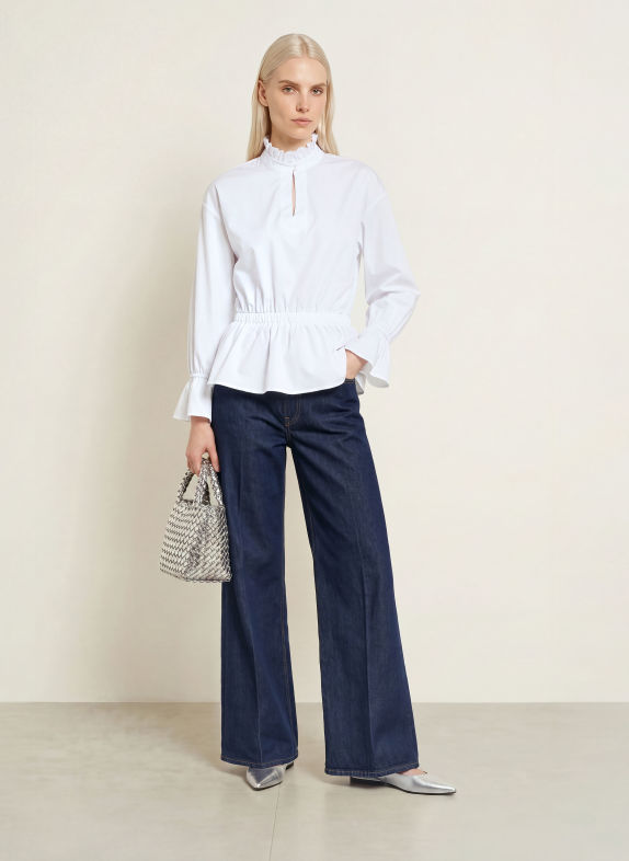 TONNO & PANNA Ruffled Shirt Blouse WHITE