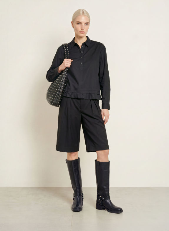 TONNO & PANNA Overhemdblouse met plooien ZWART
