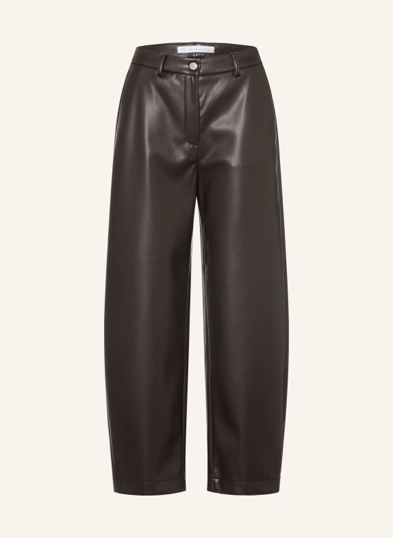 RAFFAELLO ROSSI PHIBI 7/8-length trousers in leather-look design DARK BROWN
