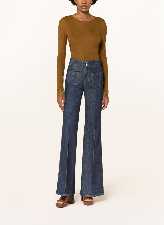 DOROTHEE SCHUMACHER Langærmet bluse med blonder COGNAC