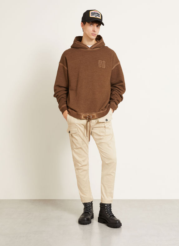 DSQUARED2 Mikina s kapucí HNĚDÁ