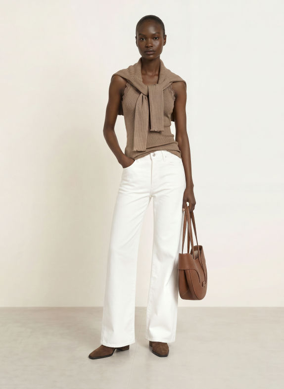 rosemunde BABETTE Top with Silk and Lace BROWN