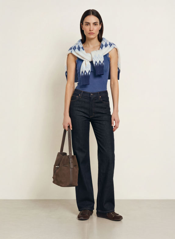 rosemunde BABETTE Top with Silk and Lace DARK BLUE