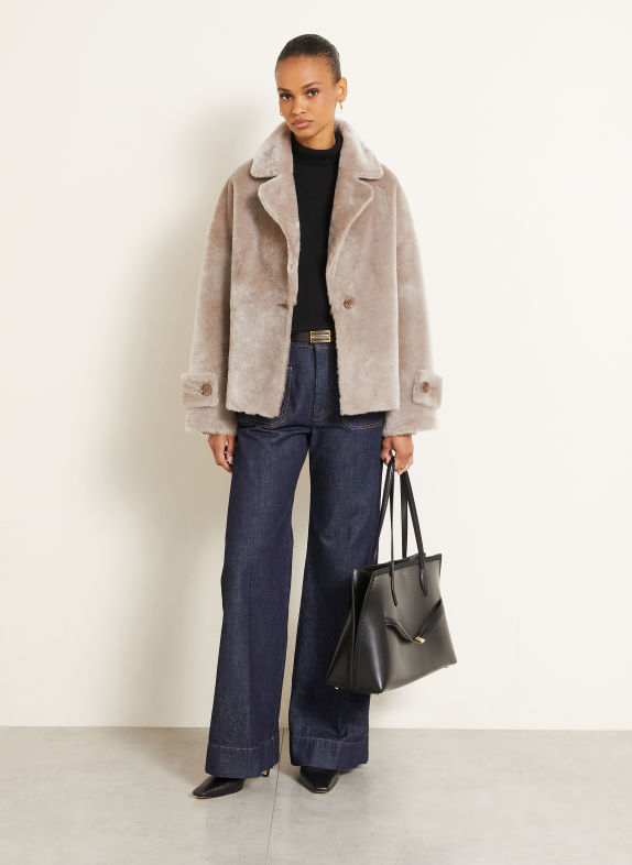 manzoni 24 Veste en cuir réversible TAUPE