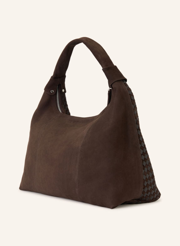 NÚNOO DANDY LARGE Shoulder bag DARK BROWN / SILVER