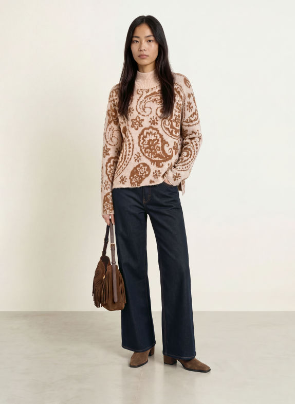 darling harbour Pullover mit Alpaka BEIGE / BROWN