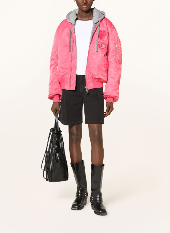 Schott NYC Blouson mit abnehmbarer Kapuze PINK