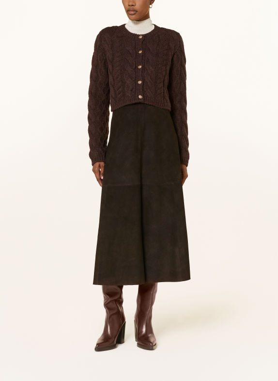 RIANI Kort gebreid vest met merinowol MARRON FONCÉ