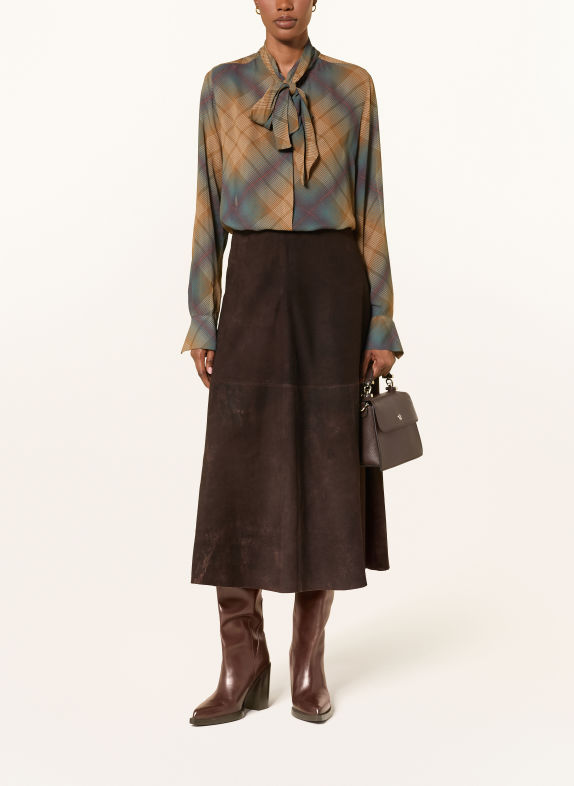 RIANI Leren rok MARRON FONCÉ
