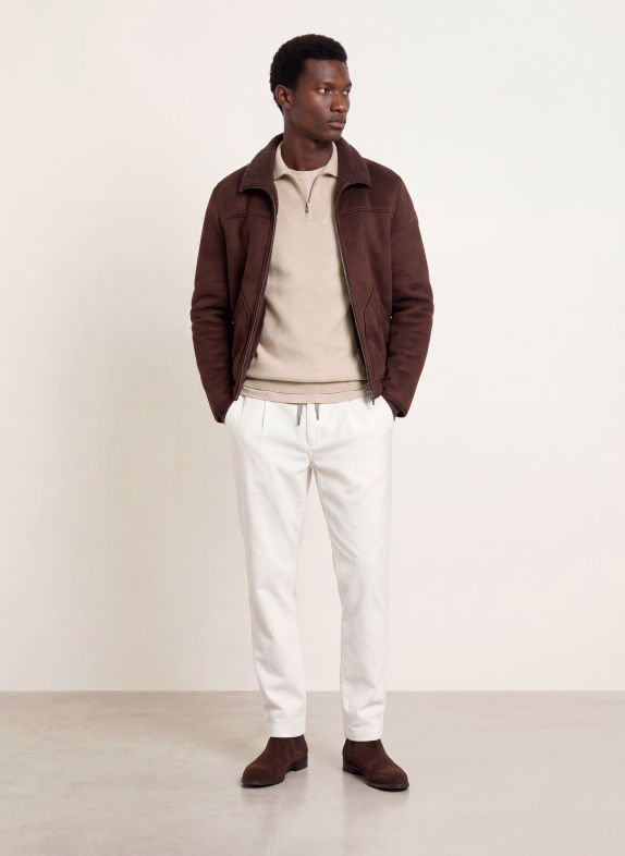 RAGMAN Piqué Half-zip sweater BEIGE