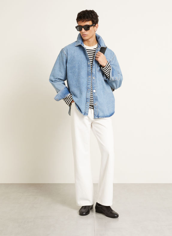 AMI PARIS Džínová košile Slim Fit TMAVĚ MODRÁ