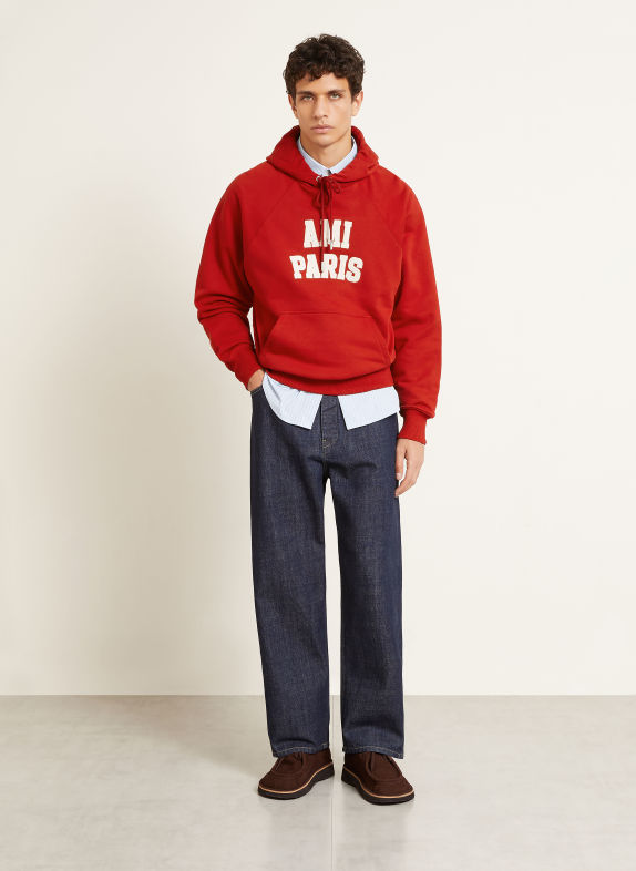 AMI PARIS Hoodie ROT / WEISS