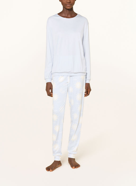 CALIDA Pyjama EDITION 85 LICHTBLAUW / DONKERGEEL / WIT