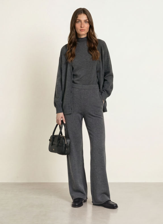 MM by Max Mara OTTIMO-strikkede bukser med kashmir GRÅ