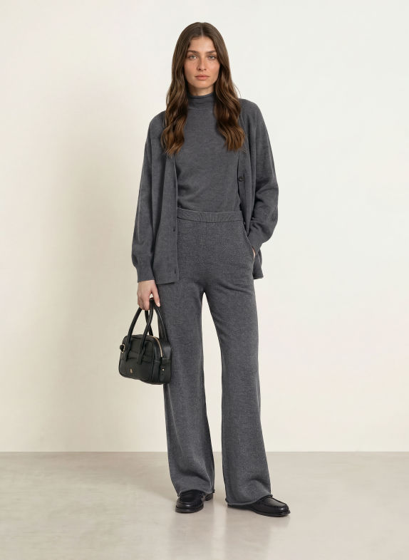 MM by Max Mara OTTIMO Knitted Pants with Cashmere GRAY