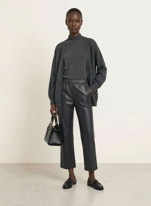 MM by Max Mara LODE Leather-Look Trousers BLACK
