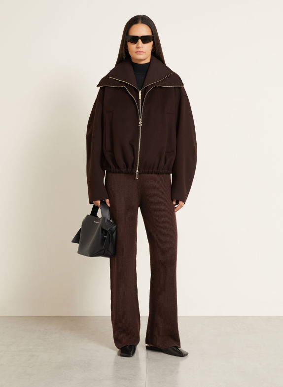 SPORTMAX Blouson EMIRO med avtagbar krage MÖRKBRUN