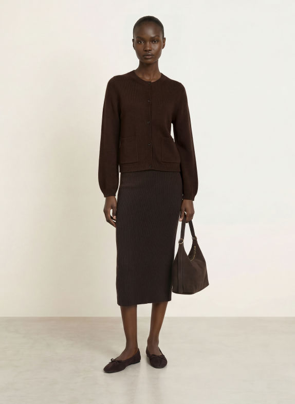 ALLUDE Vest van kasjmier MARRON FONCÉ