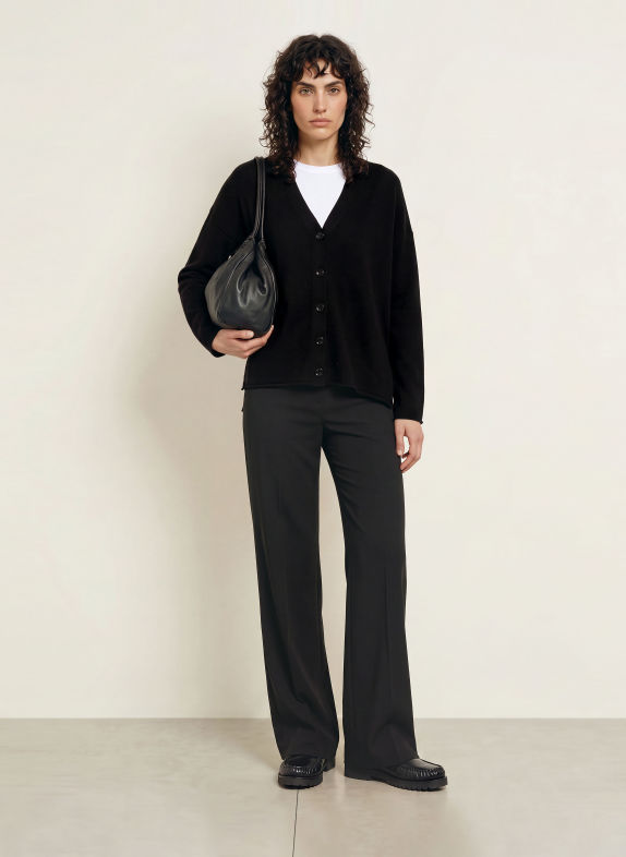 ALLUDE Oversized vest van kasjmier ZWART