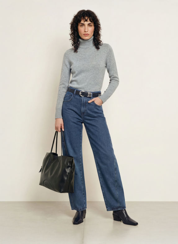 ALLUDE Rollkragenpullover aus Cashmere HELLGRAU